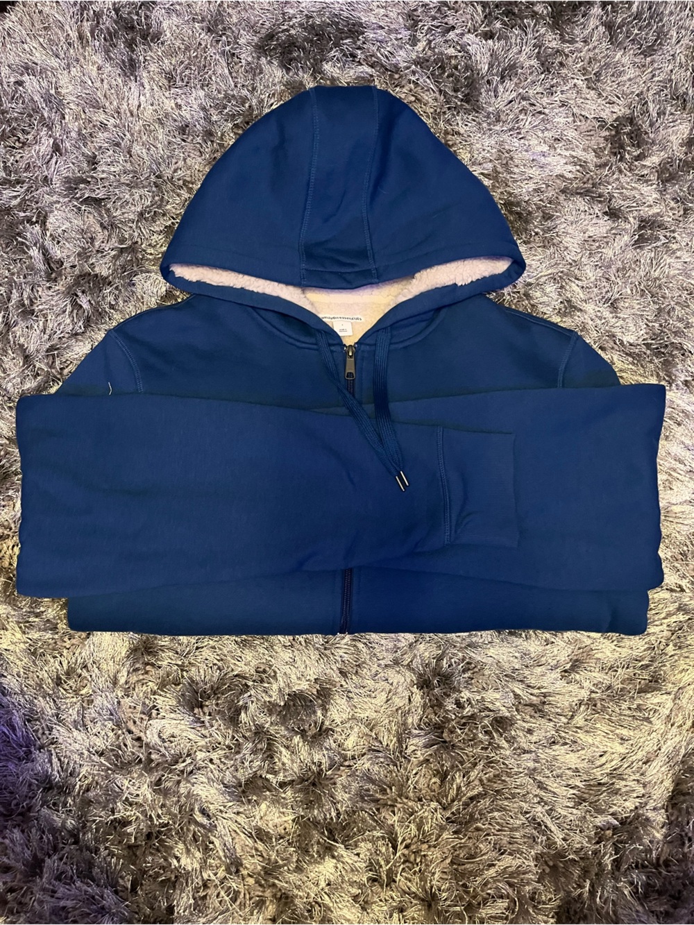 Men's Navy Blue Sherpa-Lined Performance Hoodie Jacket